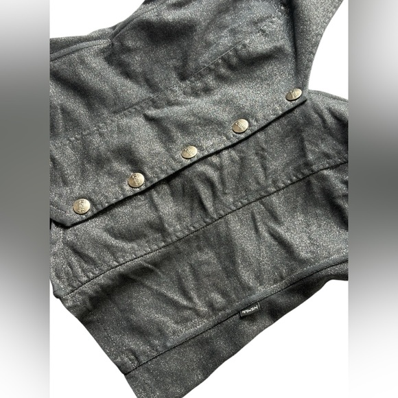 Vintage Tripp NYC Y2K Shiny Denim Snap Front Halter Corset Top - Picture 3 of 11